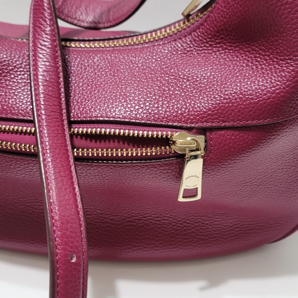 Coach Pebbled Leather Harley Hobo Shoulder Bag in Berry Plum - Picture 4 of 10